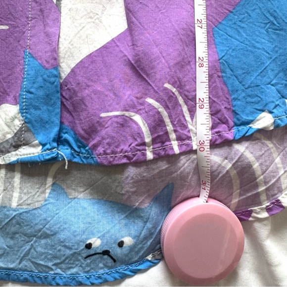 Pastel Cat Print Short Sleeve Collared Button Down Tunic/Shirt Dress Sz. S - Picture 6 of 12